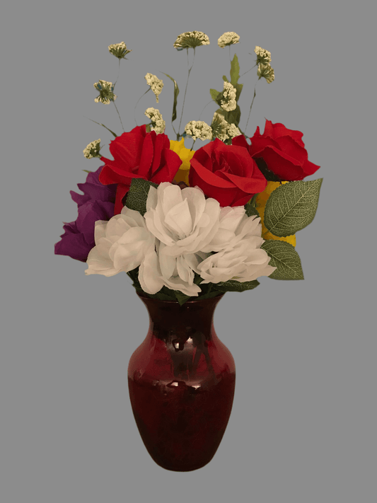 Silk Purple Red Yellow and White Rose Bouquet - Melissa's Creations